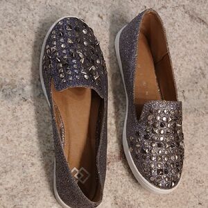 Studded Glitter Loafers